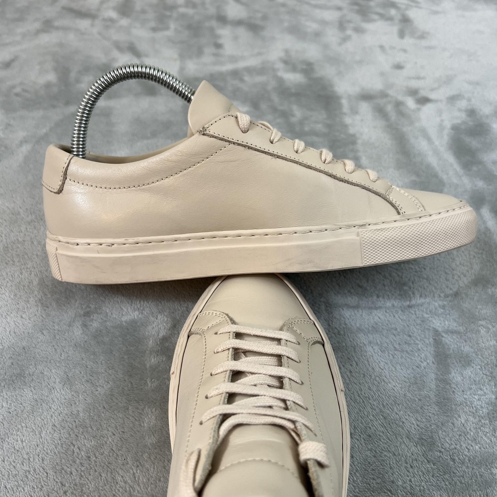 Common Projects Achilles Low Shoes Womens Size 7 Beige Leather Sneakers Italy - Picture 10 of 16